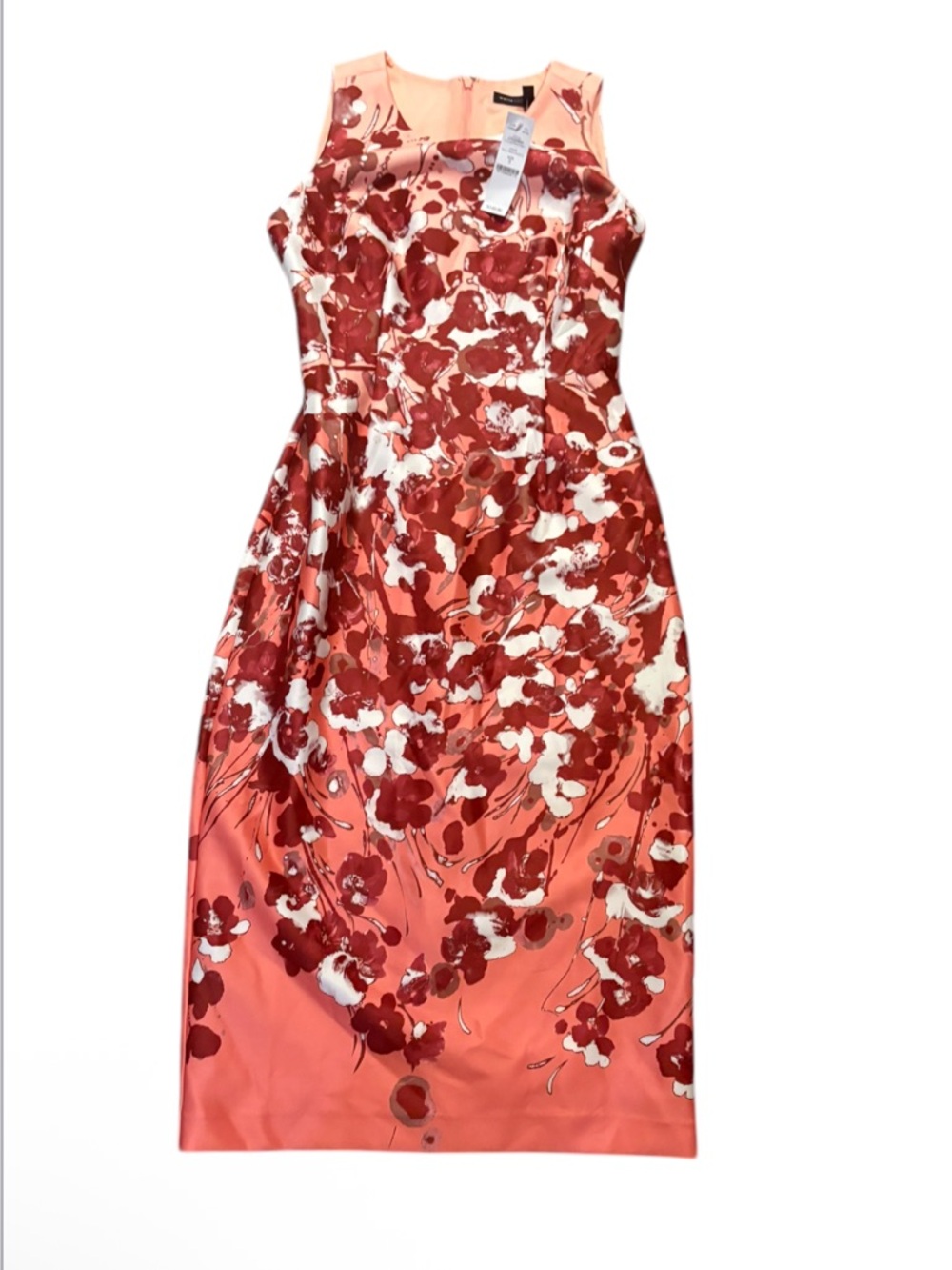 White House black market peach red sheath dress 0 new nwt